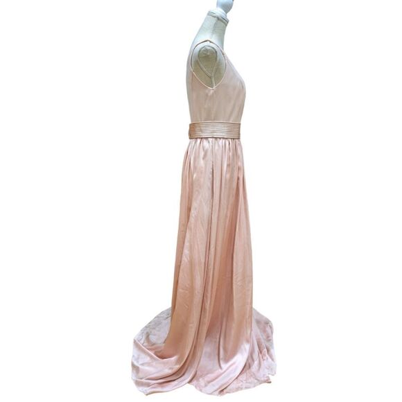 NWT Vera Wang White Blush Pink One Shoulder Gown Prom/Bridesmaids Dress Size 6 - Picture 7 of 13